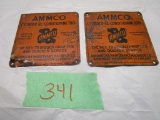 2 1925 Tin Ammco Automotive Cylinder Reconditioning Signs