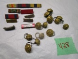 Lot of Old WWII Military Buttons and Bars