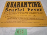 Old Quarantine Scarlet Fever Sign