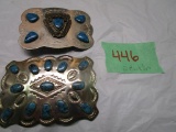 2 Older Turquoise Belt Buckles