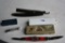 Group Lot White tail Folding Knife, Klipette, OVB Straight Razor