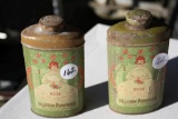 2 Antique Rose Talcum Powder Tins