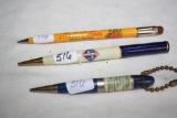 (3) Antique Advertising Mechanical Pencils