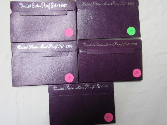 1987,1988,1989,1990,1991 PROOF SETS