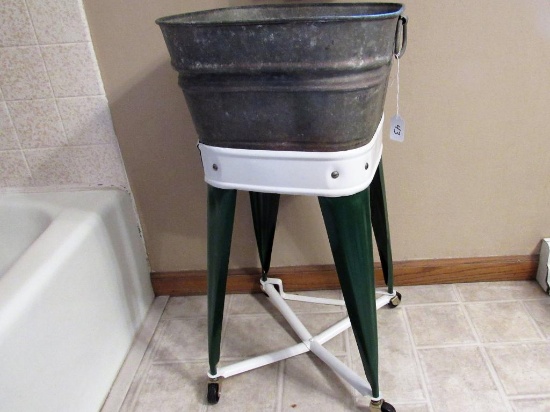Small square washtub with stand