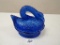 Cobalt blue swan in a nest