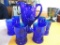 Cobalt blue glass pitcher with six glasses