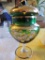 Green and gold glass candy dish