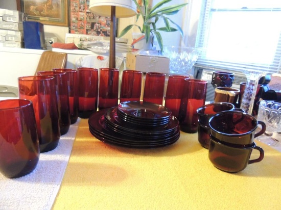 Ruby red glass dishes