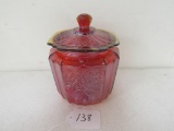 Red Carnival Glass Cookie Jar