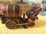 Horse and wagon cookie jar