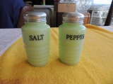 Green jadeite salt and pepper shakers