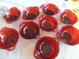 Set of red Coronation Rib berry bowls