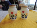 Milk glass salt and pepper shakers - Tulip pattern