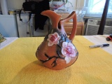 Orange Roseville pitcher vase  - Magnolia pattern