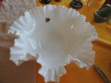 Fenton white hobnail fluted bowl