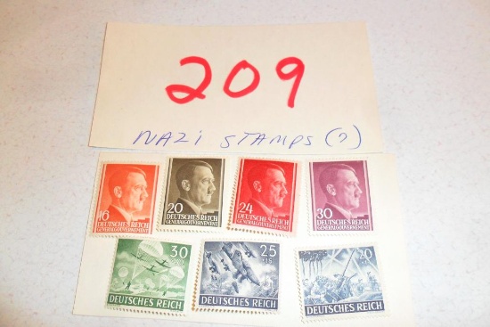 Lot of 7 WWII Nazi Stamps