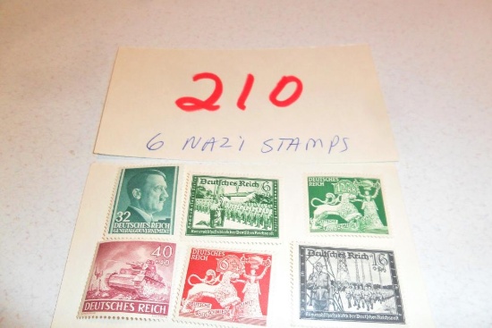 Lot of 6 WWII Nazi Stamps