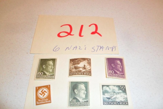 Lot of 6 WWII Nazi Stamps