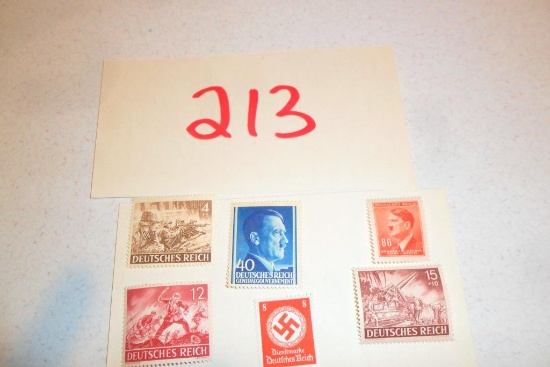 Lot of 6 WWII Nazi Stamps