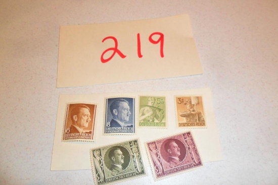 Lot of 6 WWII Nazi Stamps