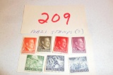Lot of 7 WWII Nazi Stamps