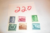 Lot of 6 WWII Nazi Stamps, 1 Postcard
