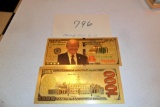 Trump Gold Foil $1000.00 Bill