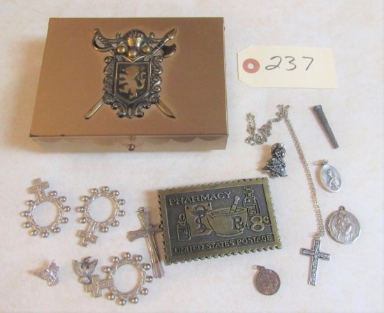 assortment of jewelry with box