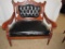 Carved Walnut with black leather Settee