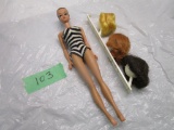 Original 1963 Fashion Queen Barbie w/3 Wigs, stand