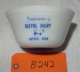 Advert. Milk Glass Bowl, 6