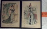 Lot of 4 1896-1902 Victorian Ladies Framed Prints