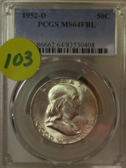 1952D FRANKLIN HALF PCGS MS64FBL