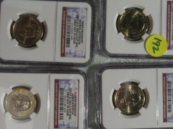 NGC 2007 FIRST DAY ISSUE SET OF 4 PRESIDENTIAL DOLLARS