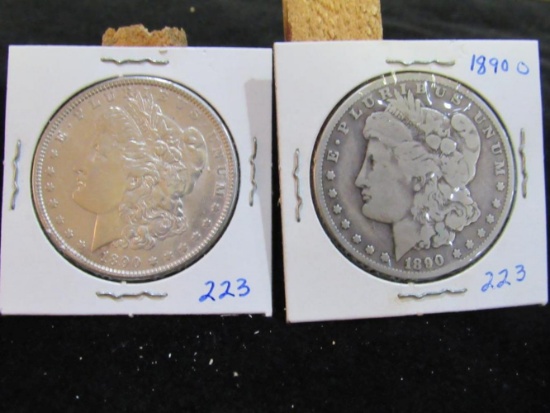 1890 AND 1890 O MORGAN DOLLARS