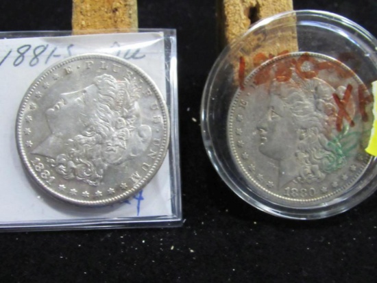 1881S (BU) AND 1880 O (XF) MORGAN DOLLARS