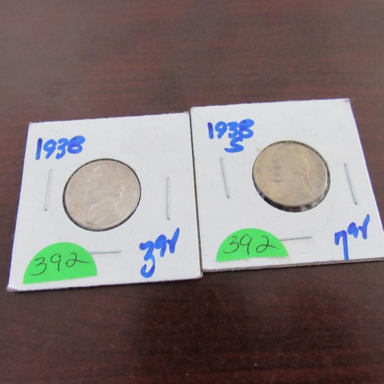 1938, 1938-S Jefferson Nickels