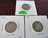 1901, 1905, 1911 Liberty Nickels