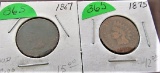 1867, 1875 Indian Head Cents