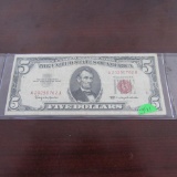 1953 $5.00 RED Seal Silver Cert.