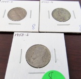 1945-D, 49-D, 53-S Jefferson Nickels