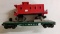 Red Lionel Caboose and Green 3519 Flat Car