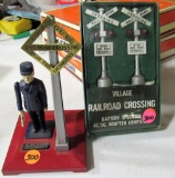 Lionel Look Out for the Locomotive Flagman 1045 and 2 misc RR crossing