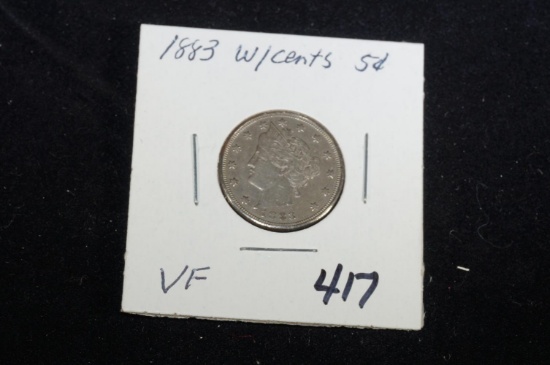 1883 "V" nickel w/cents