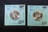 1950 & 1951 Washington quarter