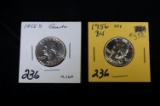 1955D and 1956 Washington quarter