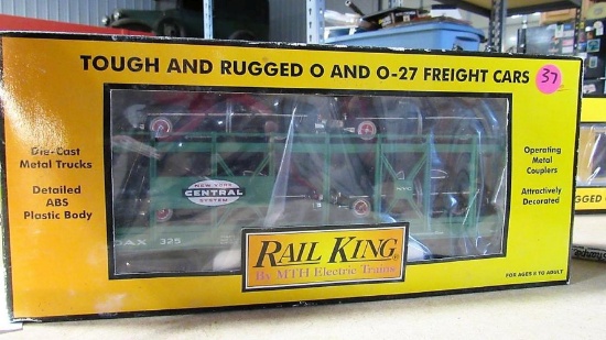 Rail King New York Central Auto Carrier Flat Car w/Ertl '49 Mercurys