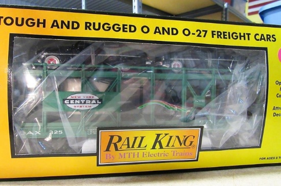 Rail King New York Central Auto Carrier Flat Car w/Ertl '49 Mercurys