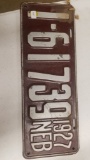 Set of 1929 Nebraska License Plates